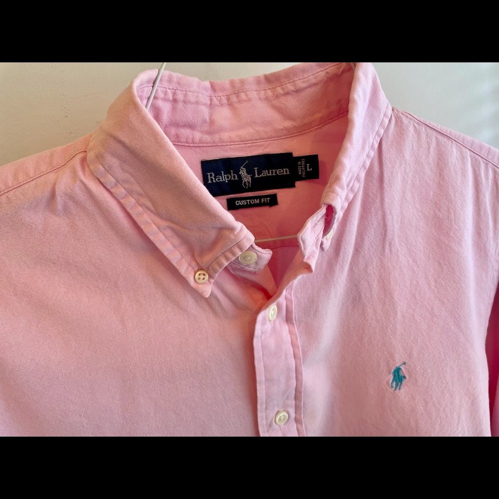 Pink Ralph Lauren casual Oxford button-down shirt